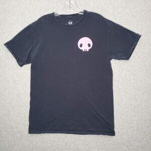 Kuromi Women Top Medium Black T-Shirt Logo Wink Graphic Sanrio Short Sleeve Tee